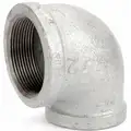 Galvanized Malleable Iron Reducing Elbow, 90&deg;, 2" x 1-1/2" Pipe Size, FNPT Connection Type