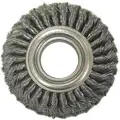 8" Knotted Wire Wheel Brush, Arbor Hole Mounting, 0.025" Wire Dia., 1-3/4" Bristle Trim Length, 1 EA