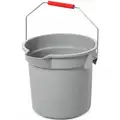 Rubbermaid Bucket: 3 1/2 gal Bucket Capacity, HDPE, Gray