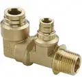 Dual Port Male Elbow: Brass, Push-to-Connect x MNPT, For 3/8 in Tube OD, 3/8 in Pipe Size