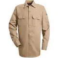 Khaki Flame-Resistant Collared Shirt, Size: 2XL, Fits Chest Size: 57", 8.6 cal./cm2 ATPV Rating