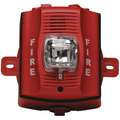 System Sensor Outdoor Horn Strobe: Two-Wire, Red, Wall, 2 1/2 in Dp (In.), 4 3/4 in Lg (In.)