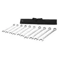 Westward Combination Wrench Set: Alloy Steel, Satin, 10 Tools, 1 5/16 in to 2 in Range of Head Sizes