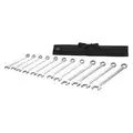 Westward Combination Wrench Set, Alloy Steel, Satin, 12 Number of Tools