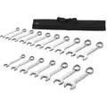 Westward Combination Wrench Set, Alloy Steel, Satin, 17 Number of Tools