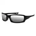 Crossfire Safety Glasses: Wraparound Frame, Full-Frame, Gray Mirror, Black, M Eyewear Size