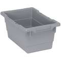 Cross Stacking Container, Gray, 8"H x 17-1/4"L x 11"W, 1EA