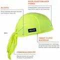 Chill-Its By Ergodyne Dew Rag: Lime, Universal, Sweatband, Cooling, Terry Cloth, Evaporative-Cooling
