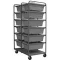 Steel Vertical Rack-Style Tub Cart, 1,200 lb Load Capacity, Number of Bins/Tubs 12, Gray
