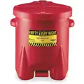 Floor Oily Waste Can, 6 gal., Polyethylene, Red, Foot Operated Self Closing