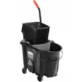 Rubbermaid Mop Bucket and Wringer: 8 3/4 gal Capacity, Black, Side Press