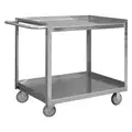 Corrosion-Resistant Utility Cart with Single-Side Flush Metal Shelves, Load Capacity 600 lb