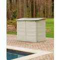 Rubbermaid Outdoor Storage Shed: 32 cu ft. Capacity, Green/Tan, 47 in x 21 in x 42 in, Horizontal