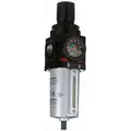 Filter-Regulator: 1/2 in NPT, 172 cfm, 5 micron, 0 psi to 140 psi, 250 psi Max Op Pressure