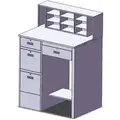 Shop Desk: Pedestal/Panel Desk, 39" x 29" x 56 3/4", 4 Drawers, 1 Shelves