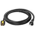 Power Cord, 12 AWG, Number of Conductors 3, Rubber/Plastic, Black, 20.0 A, 10 ft
