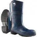 Dunlop Rubber Boot, Men's, 16, Knee, Steel Toe Type, Polyblend, PVC, Steel, Black, Blue, 1 PR