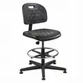 Bevco Drafting Chair: Black, Polyurethane, 300 lb Wt Capacity, 22 in to 31 in Nom. Seat Ht. Range