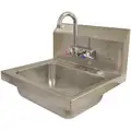 Hand Sink: Advance Tabco, 1 gpm Flow Rate, Splash, 14 in x 10 in Bowl Size, 5 in Bowl Dp, 20 ga, IPS