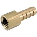 Low Lead Brass Female Hose Barb with Straight Fitting Style, 1/4" Thread Size