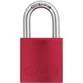 Abus Red Lockout Padlock, Different Key Type, Aluminum Body Material, 1 EA
