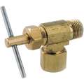 Needle Valve: Angled Fitting, Low Lead Brass, 1/4 in Pipe Size, Compression x MNPT