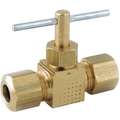 Needle Valve: Straight Fitting, Low Lead Brass, Compression, 3/8 in Tube Size