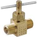 Needle Valve: Straight Fitting, Low Lead Brass, 1/4 in Pipe Size, MNPT