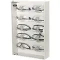 13-1/2" x 4-1/8" x 20" ABS Plastic and PETG Plastic Eyewear Cabinet, White/Clear; Holds Up to (10) P