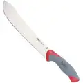 Clauss Butcher Knife: 10 in L, Straight Blade, Titanium Bonded Steel, Gray/Red