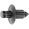 Push Retainer, 8 mm L, 12 mm L, 17 mm Head Dia., Black, 10 PK