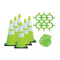 Mr. Chain Traffic Cone Kit: Outdoor or Indoor, 28 in Size, Green, UV Inhibited Polyethylene
