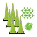 Mr. Chain Traffic Cone Kit: Outdoor or Indoor, 36 in Size, Green, UV Inhibited Polyethylene