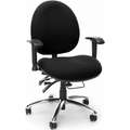 Ofm Inc Black Fabric Desk Chair 20-1/2" Back Height, Arm Style: Adjustable