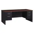 Hirsh Office Desk: Executive Desks Series, 72 in Overall Wd, 29 1/2 in, 36 in Overall Dp, Walnut Top