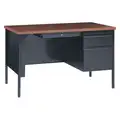 Hirsh Office Desk: Pedestal Desks Series, 48 in Overall Wd, 29 1/2 in, 30 in Overall Dp, Walnut Top