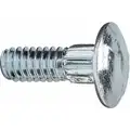 Carriage Bolt, Ribbed Neck, Grade 5, Low Carbon Steel, 3/8"-16 x 1-1/2", Zinc Plated, 100 PK