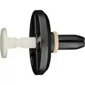 Push Retainer, 8.5 mm L, 17 mm L, 34 Head Dia., Black/White,10 PK