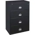 Fire King Lateral File: Fireproof Files, Letter/Legal File Size, 4 Drawers, Black
