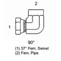 Female connector 90&deg; 90&deg; Adapter 90 Degree, Carbon Steel, 1.31 x 1-11-1/2