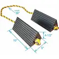 Double with Rope or Chain, Rubber Aviation Wheel Chock; Max. Vehicle Weight: Not Rated, 5" D x 4-1/2" H x 10" W, Black