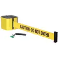 Retracta-Belt Wall Mounted Retractable Belt Barrier, Yellow with Black Text, Caution - Do Not Enter