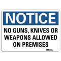Recycled Aluminum No Weapons Sign with Notice Header, 10" H x 14" W
