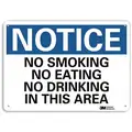 Lyle Recycled Aluminum Eating and Drinking Restriction Sign with Notice Header, 10" H x 14" W