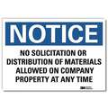 Vinyl No Soliciting Sign with Notice Header, 5" H x 7" W
