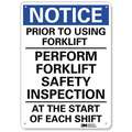Recycled Aluminum Fork Lift Traffic Sign with Notice Header, 14" H x 11" W