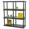 Structural Plastics Freestanding, Plastic Shelving; 470 lb. per Shelf, Weight Capacity, 24" D x 75" H x 66" W, Black