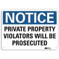 Recycled Aluminum Private Property Sign with Notice Header, 7" H x 10" W