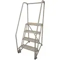 Cotterman 4-Step, Steel Tilt and Roll Ladder; 450 lb. Load Capacity, Perforated Step Treads, without Rear Exit, Gray