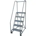 Cotterman 5-Step, Steel Tilt and Roll Ladder; 450 lb. Load Capacity, Serrated Step Treads, without Rear Exit, Gray